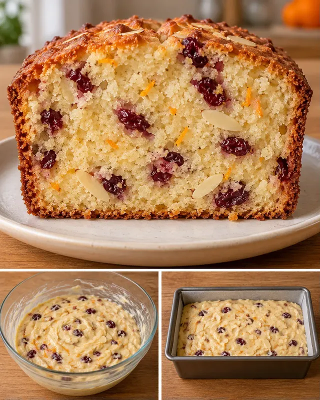 Botercake — sinaasappel, amandelen, cranberry’s