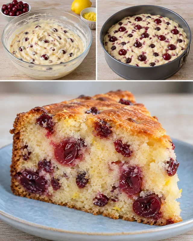 Yoghurtcake — zure kersen, citroen, cranberry’s
