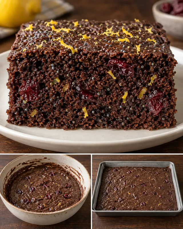 Cacaocake — citroen, maanzaad, cranberry’s