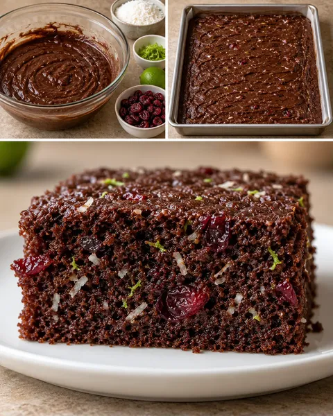 Cacaocake — kokos, limoen, cranberry’s