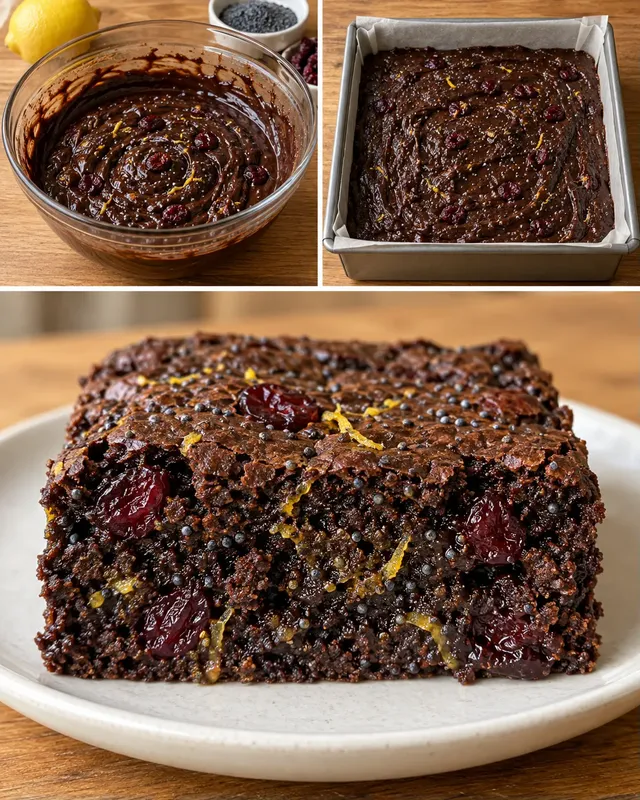 Brownie — citroen, maanzaad, cranberry’s