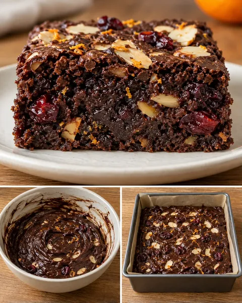 Brownie — sinaasappel, amandelen, cranberry’s