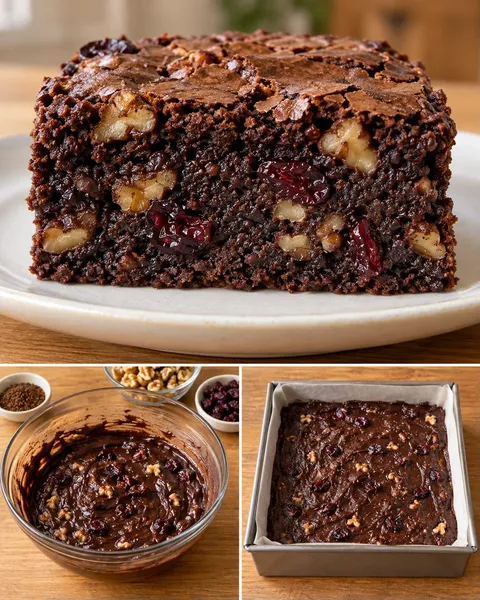 Brownie — koffie, walnoten, cranberry’s