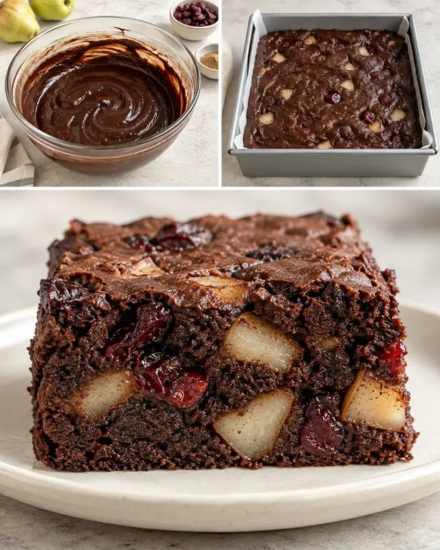 Brownie — peer, kardemom, cranberry’s