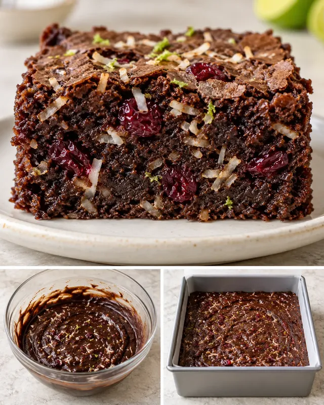Brownie — kokos, limoen, cranberry’s