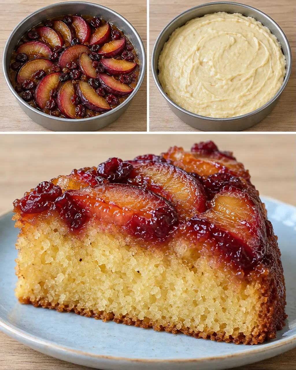 Omgekeerde fruitcake — pruim, vanille, cranberry’s
