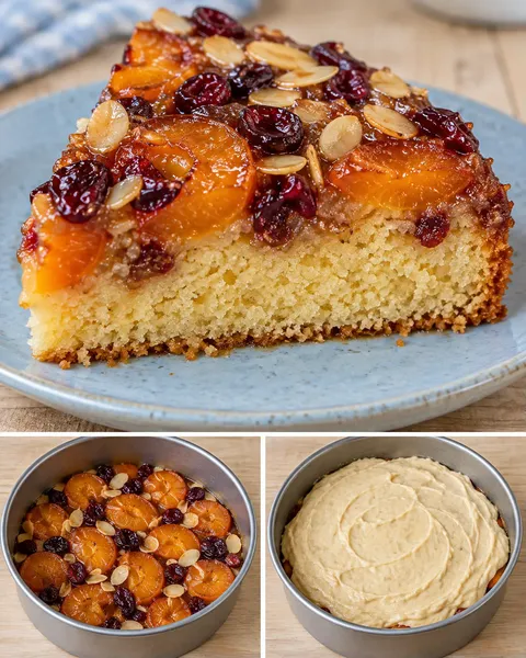 Omgekeerde fruitcake — abrikoos, amandelen, cranberry’s