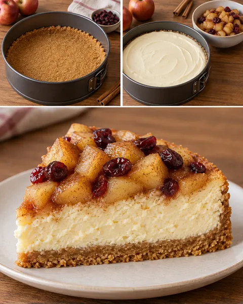 Gebakken cheesecake — appel, kaneel, cranberry’s