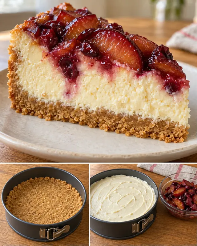 Gebakken cheesecake — pruim, vanille, cranberry’s