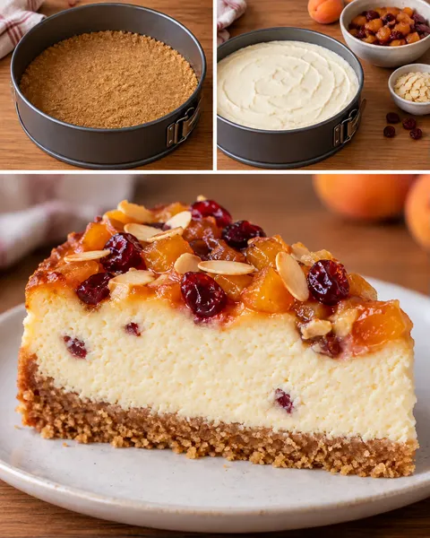 Gebakken cheesecake — abrikoos, amandelen, cranberry’s