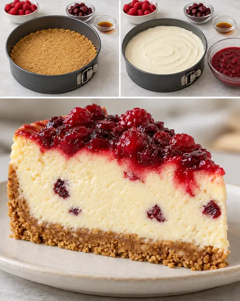 Gebakken cheesecake — framboos, vanille, cranberry’s