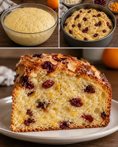 Zoete gistcake — sinaasappel, amandelen, cranberry’s