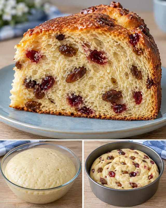 Zoete gistcake — rozijnen, vanille, cranberry’s