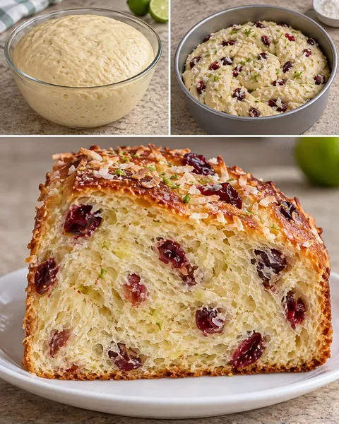 Zoete gistcake — kokos, limoen, cranberry’s