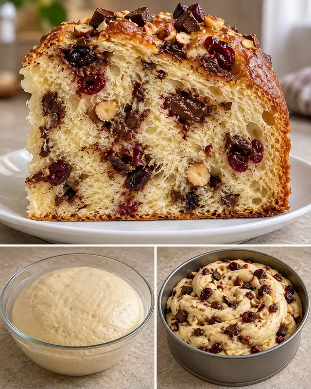 Zoete gistcake — pure chocolade, hazelnoten, cranberry’s