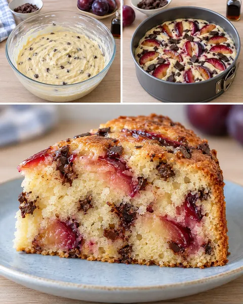 Yoghurtcake — pruim, vanille, pure chocolade