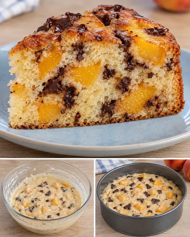 Yoghurtcake — perzik, vanille, pure chocolade