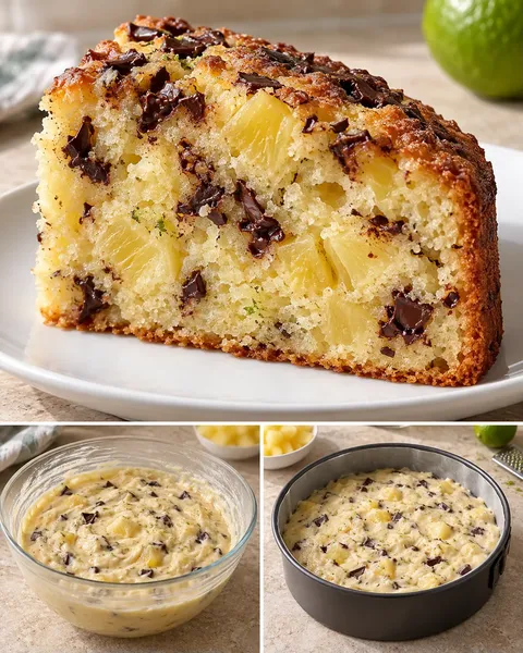 Yoghurtcake — ananas, limoen, pure chocolade