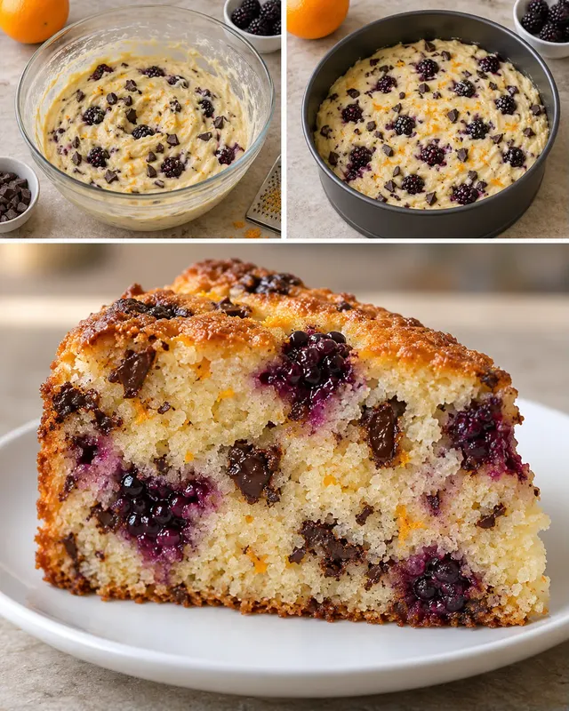 Yoghurtcake — braam, sinaasappel, pure chocolade