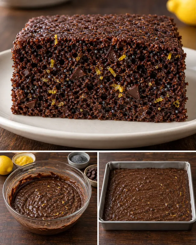 Cacaocake — citroen, maanzaad, pure chocolade