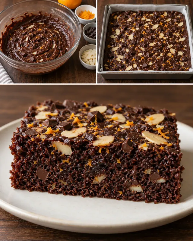 Cacaocake — sinaasappel, amandelen, pure chocolade
