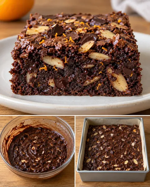Brownie — sinaasappel, amandelen, pure chocolade