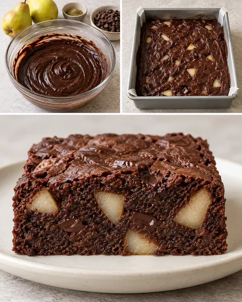 Brownie — peer, kardemom, pure chocolade