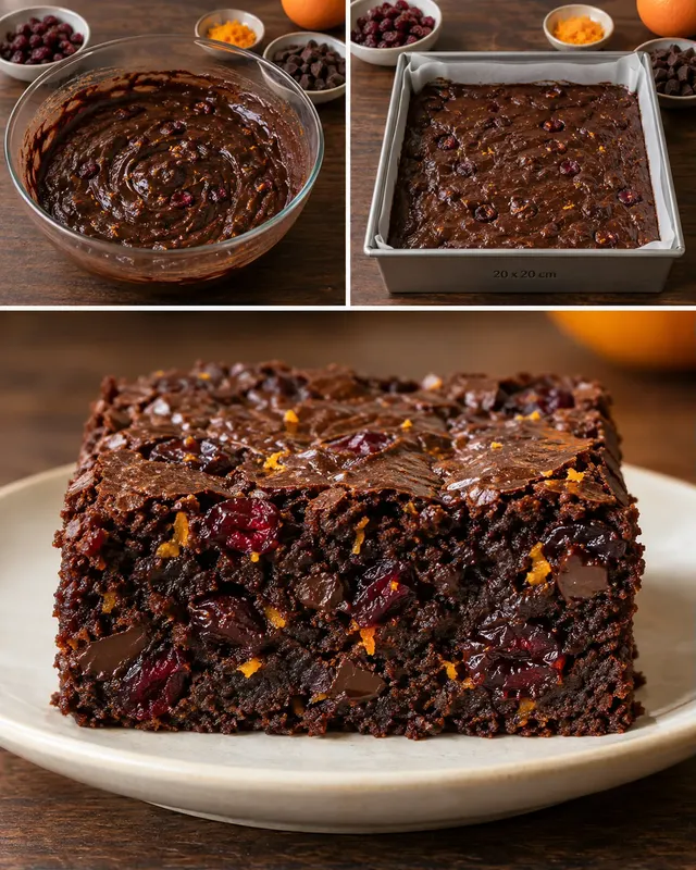 Brownie — cranberry’s, sinaasappel, pure chocolade
