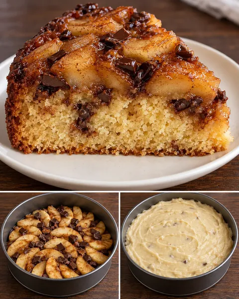 Omgekeerde fruitcake — appel, kaneel, pure chocolade