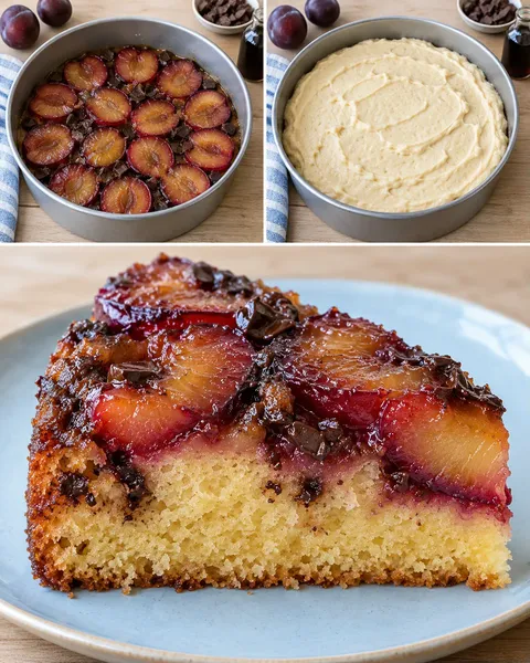Omgekeerde fruitcake — pruim, vanille, pure chocolade