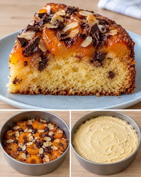 Omgekeerde fruitcake — abrikoos, amandelen, pure chocolade
