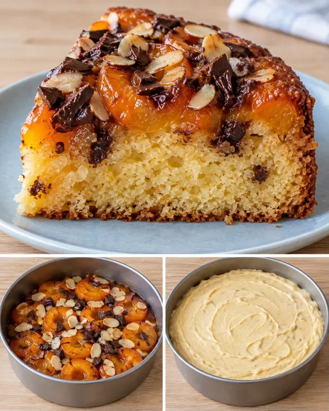 Omgekeerde fruitcake — abrikoos, amandelen, pure chocolade