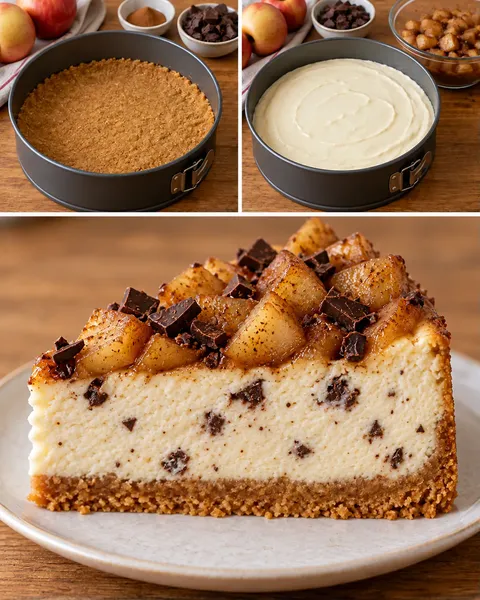 Gebakken cheesecake — appel, kaneel, pure chocolade