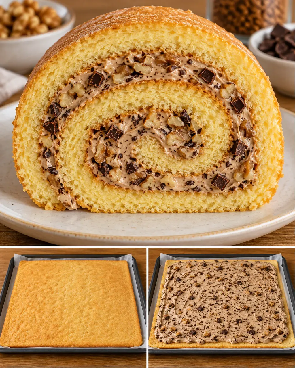Biscuitrol — koffie, walnoten, pure chocolade