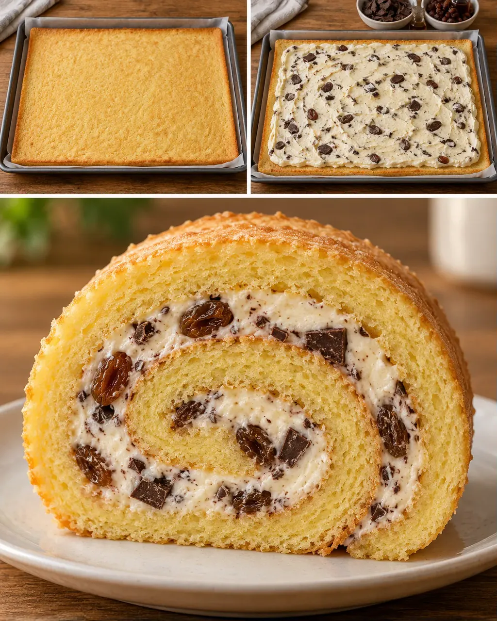 Biscuitrol — rozijnen, vanille, pure chocolade