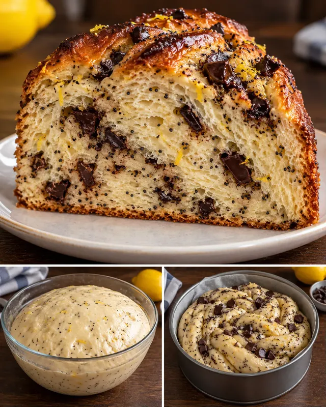 Zoete gistcake — citroen, maanzaad, pure chocolade