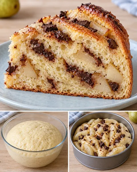 Zoete gistcake — peer, kardemom, pure chocolade