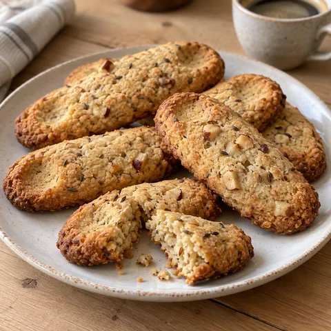 Friese dúmkes met goudbruine randen, hazelnootstukjes en een kleine duimafdruk