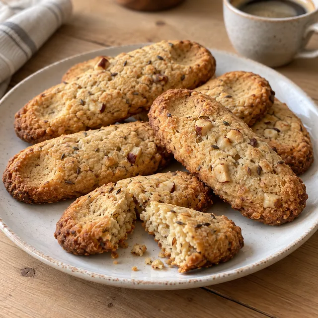 Friese dúmkes met goudbruine randen, hazelnootstukjes en een kleine duimafdruk