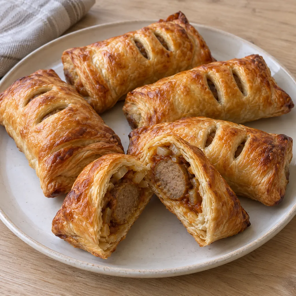 Goudbruine frikandelbroodjes met curry en ui, één broodje doorgesneden