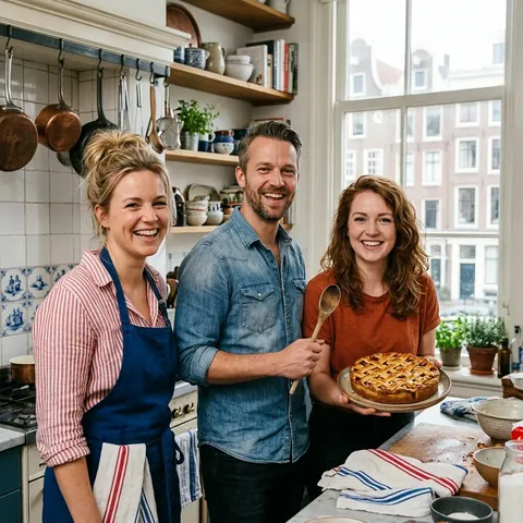 De Lekker Kneepje-crew: Sanne, Daan en Fenna in de keuken