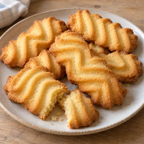Utrechtse botersprits met goudbruine ribbels op een wit bord