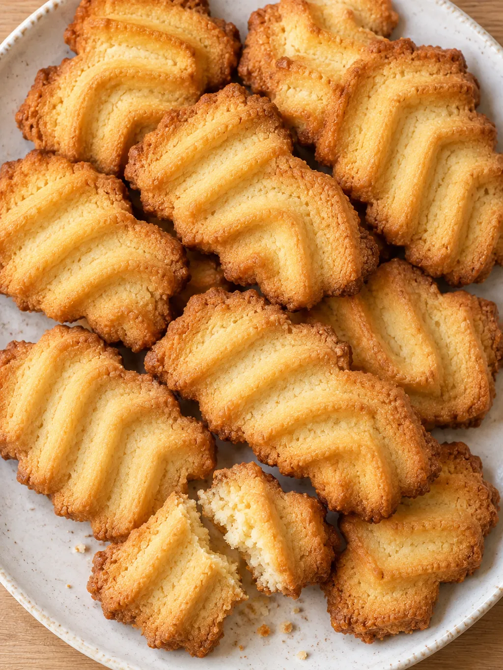 Brosse Utrechtse botersprits met gekartelde ribbels en een gebroken koekje
