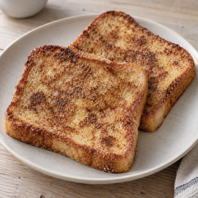 Goudbruine wentelteefjes met kaneelsuiker op een licht keramisch bord