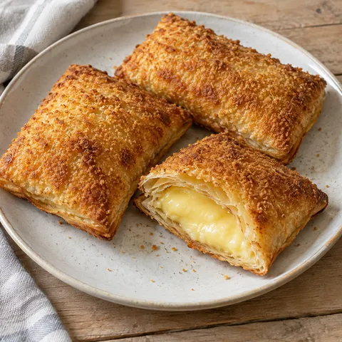 Goudbruine kaassoufflés met een krokante kruimelkorst en gesmolten Goudse kaas